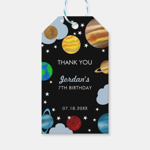 Outer Space Birthday Planets Galaxy Boys Party  Gift Tags
