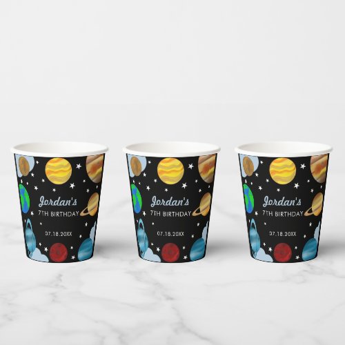 Outer Space Birthday Planets Galaxy Boys Party  Paper Cups