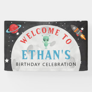 Outer Space Birthday Vinyl Welcome Banner