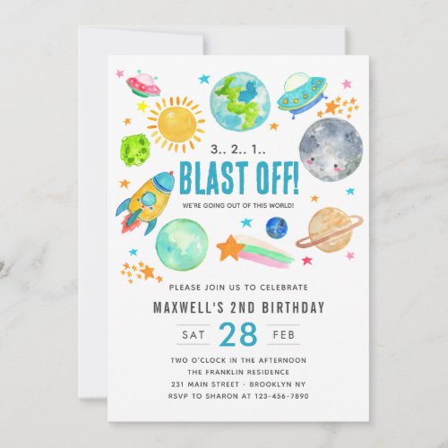 Outer Space Blast Off Rocket Kid Birthday Party 