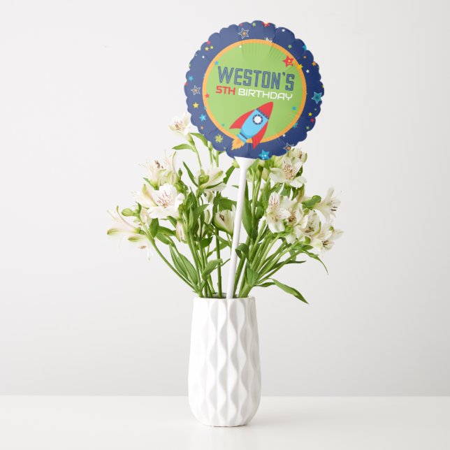 Outer Space Blue Rocket Centerpiece Balloon (Vase)