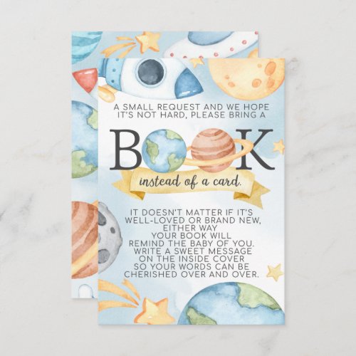 Outer Space Book Request Card for Baby Shower