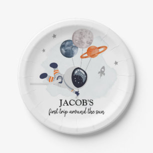 Outer Space Boy 1st Trip Around the Sun Birthday P Paper Plates