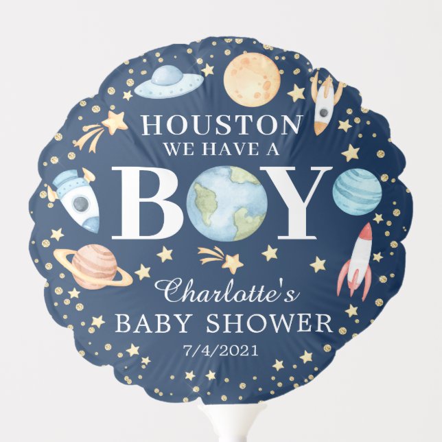 Outer Space Boy Baby Shower Balloon (Front)