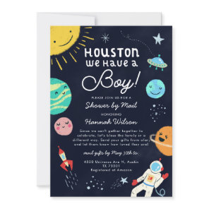 Outer Space Boy Baby Shower By Mail Invitation