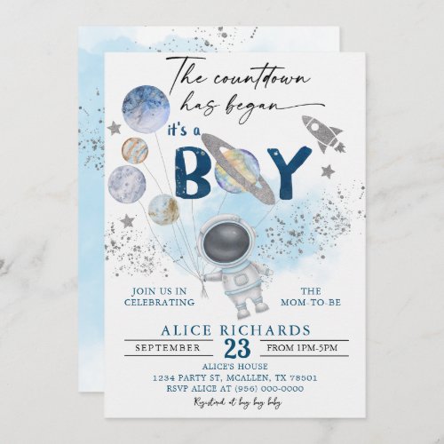 Outer Space Boy Baby Shower Galaxy Baby Shower Invitation