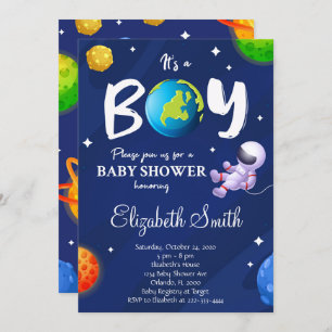 Outer Space Boy Baby Shower Invitation