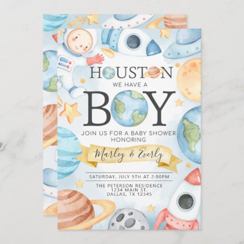 Outer Space Boy Baby Shower Invitation