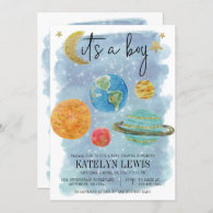 Outer Space Boy Baby Shower Invitation