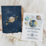 Outer Space Boy Baby Shower Moon Stars Galaxy Navy Invitation