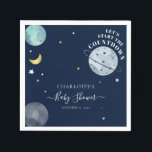 Outer Space Boy Baby Shower Paper Napkins<br><div class="desc">Baby Shower Outer Space Planet Paper Napkin. This cute and nerdy baby shower accessory is great for organizing an outer space theme party for the mom-to-be. Add the details to the napkin by clicking on the "Personalize" button.</div>