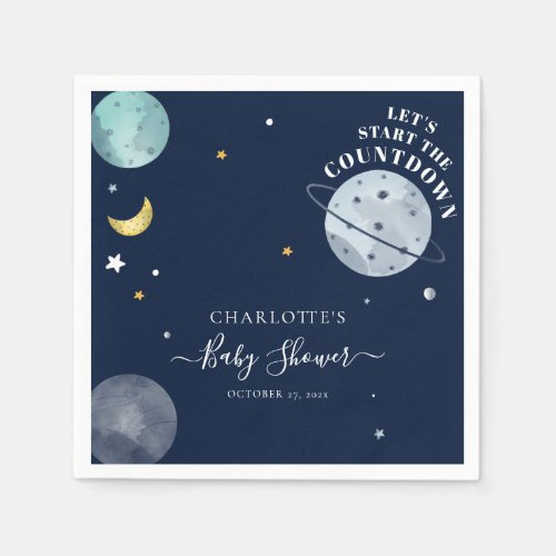 Outer Space Boy Baby Shower Paper Napkins