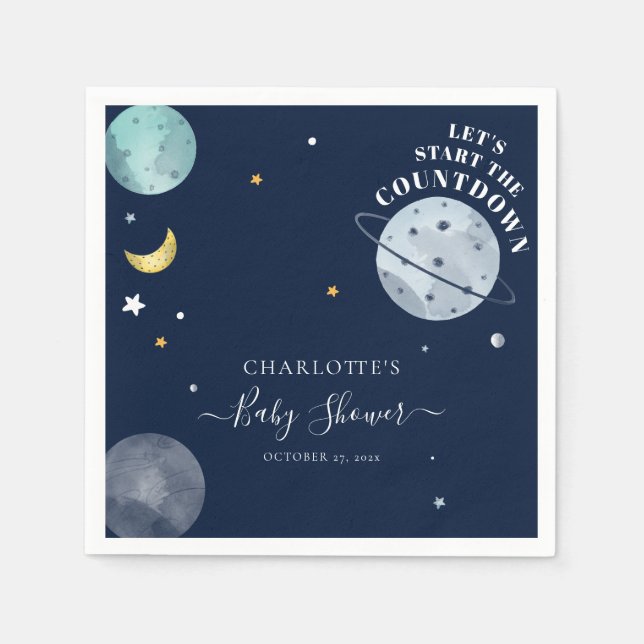 Outer Space Boy Baby Shower Paper Napkins (Front)
