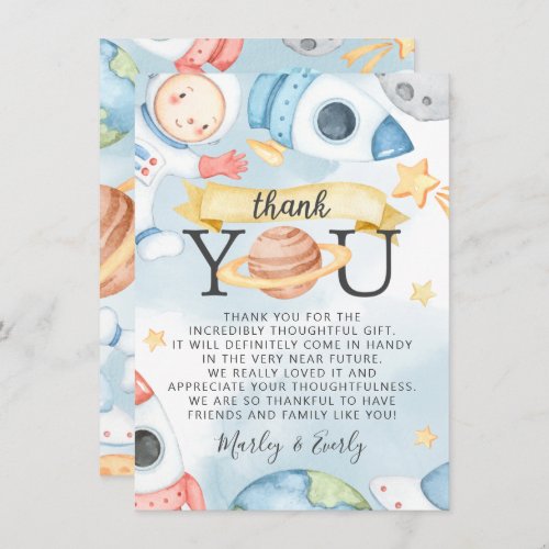 Outer Space Boy Baby Shower Thank You Card Note