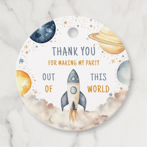 Outer Space Boy Birthday Thank You Favor Tags