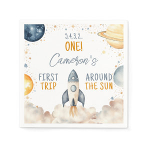 Outer Space Boy First Birthday Napkins