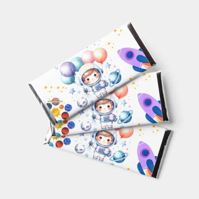 Outer space boy planet  birthday  hershey bar favors (Front)