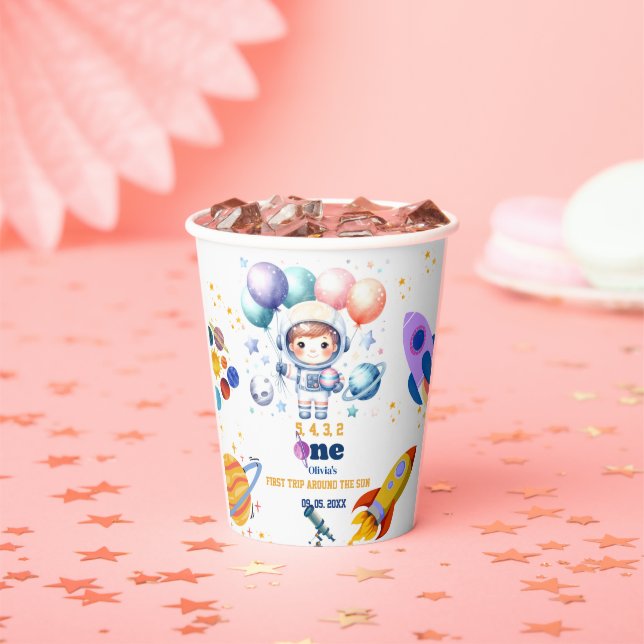 Outer space boy planet  birthday  paper cups (Insitu)