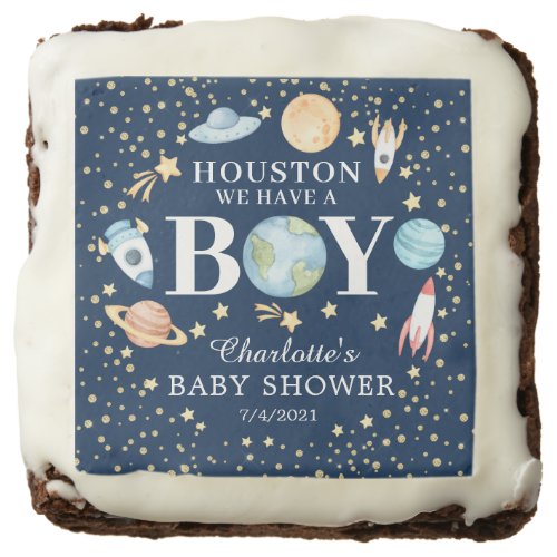 Outer Space Boys Baby Shower Brownie