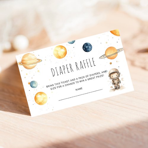 Outer Space Boys Baby Shower Diaper Raffle Ticket  Enclosure Card