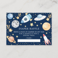 Outer Space Boys Baby Shower Diaper Raffle Ticket