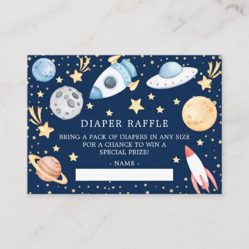 Outer Space Boys Baby Shower Diaper Raffle Ticket Enclosure Card