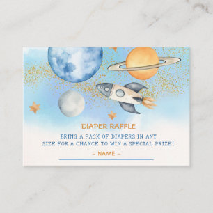 Outer Space Boys Baby Shower Diaper Raffle Ticket Enclosure Card