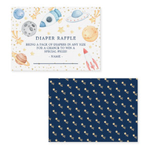 Outer Space Boys Baby Shower Diaper Raffle Ticket  Enclosure Card