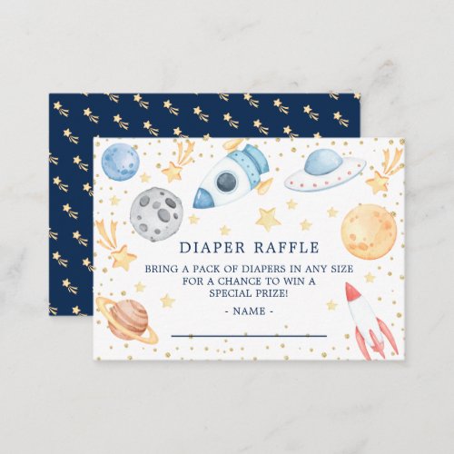 Outer Space Boys Baby Shower Diaper Raffle Ticket  Enclosure Card