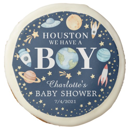 Outer Space Boys Baby Shower Favor Sugar Cookie
