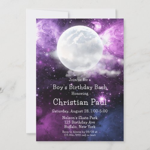 Outer Space Boys Birthday Bash Sweet 16 Invitation