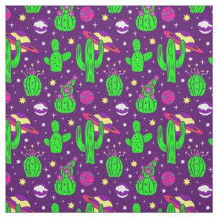 outer space cactus desert alien planets purple fabric