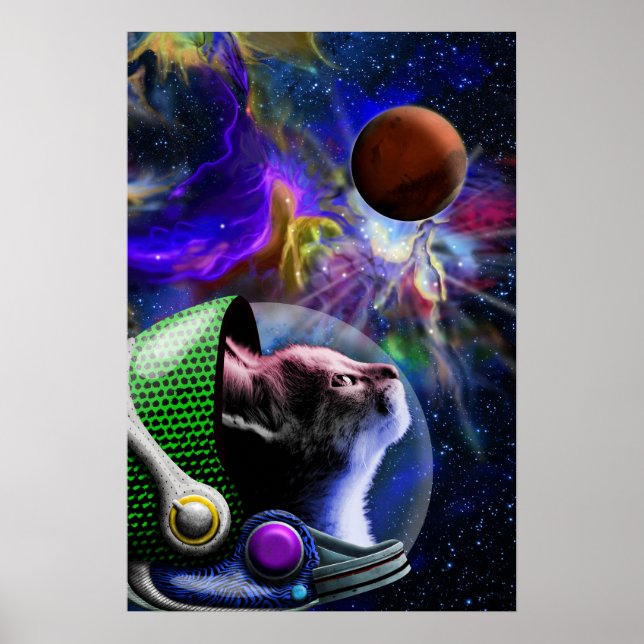 Outer Space Cart Art with Planets Nebula  Poster (Front)