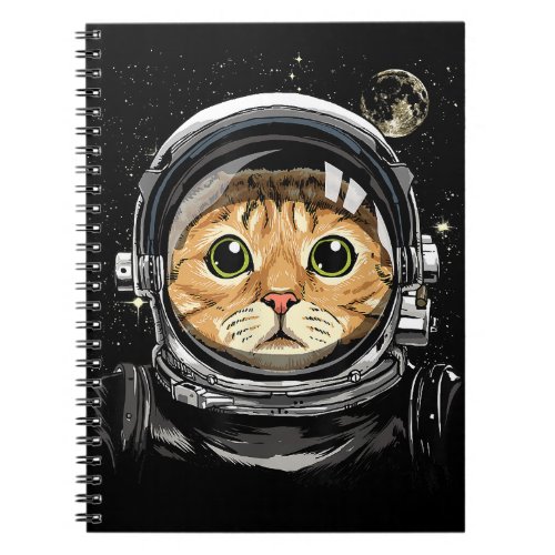 Outer Space Cat Kitty Astronaut Animal Face Galaxy Notebook