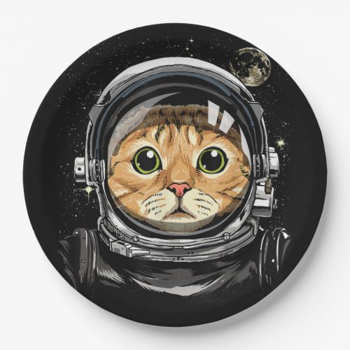 Outer Space Cat Kitty Astronaut Animal Face Galaxy Paper Plates