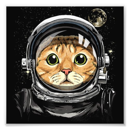 Outer Space Cat Kitty Astronaut Animal Face Galaxy Photo Print