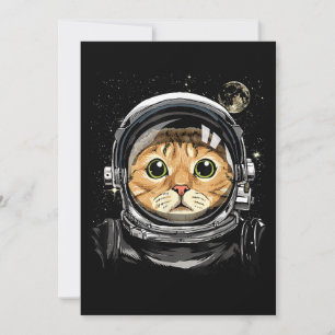 Outer Space Cat Kitty Astronaut Animal Face Galaxy Save The Date