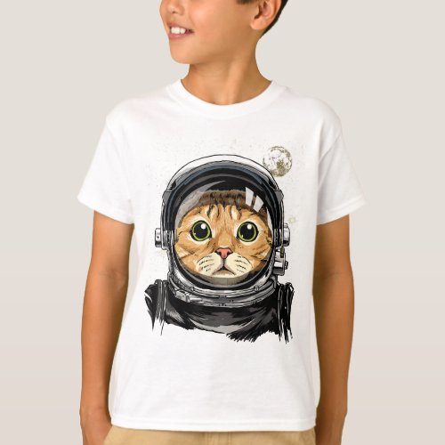 Outer Space Cat Kitty Astronaut Animal Face Galaxy T_Shirt
