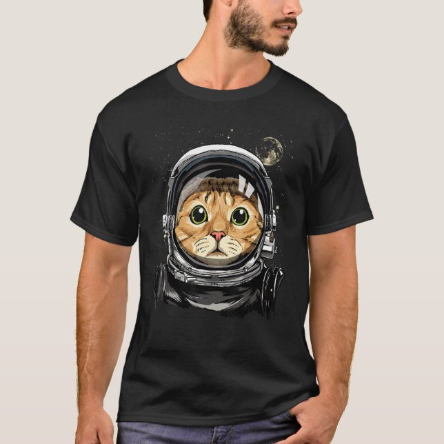 Outer Space Cat Kitty Astronaut Animal Face Galaxy T-Shirt (Front)