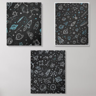 Outer Space Chalkboard Constellation Doodles Kids Acrylic Photo Tile