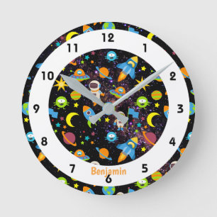 Outer Space Colorful Round Clock