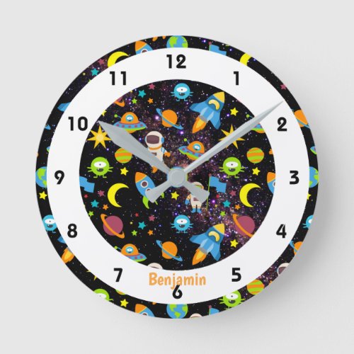 Outer Space Colorful Round Clock
