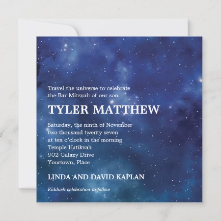 Outer Space Constellation Galaxy Bar Mitzvah Invitation