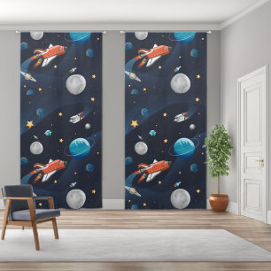 Outer Space Cosmic Moon and Stars Blackout Curtains