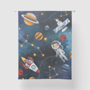 Outer Space Cosmic Pattern Moon and Stars Sheer Curtains