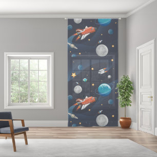 Outer Space Cosmic Pattern Moon and Stars Sheer Curtains