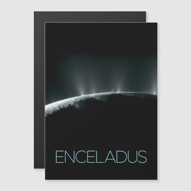 Outer Space, Cosmos, Solar System, Moon Enceladus Magnetic Invitation (Front/Back)