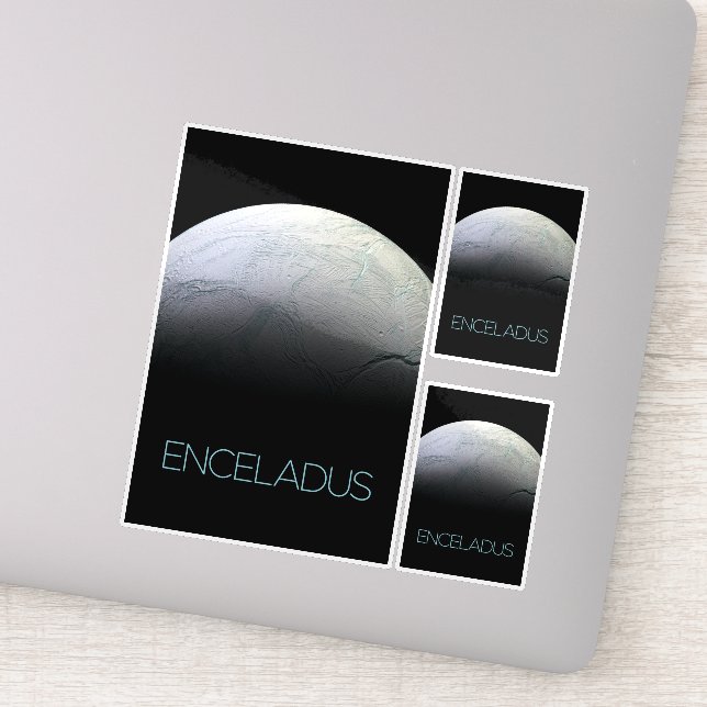 Outer Space, Cosmos, Solar System, Moon Enceladus Sticker (Detail)