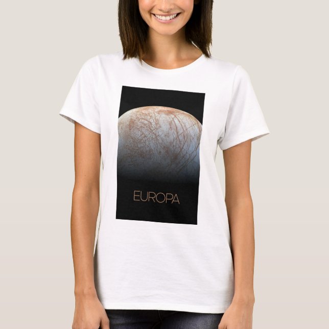 Outer Space, Cosmos, Solar System, Moon Europa T-Shirt (Front)