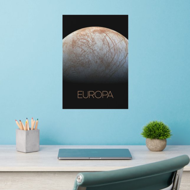 Outer Space, Cosmos, Solar System, Moon Europa Wall Decal (Home Office 2)